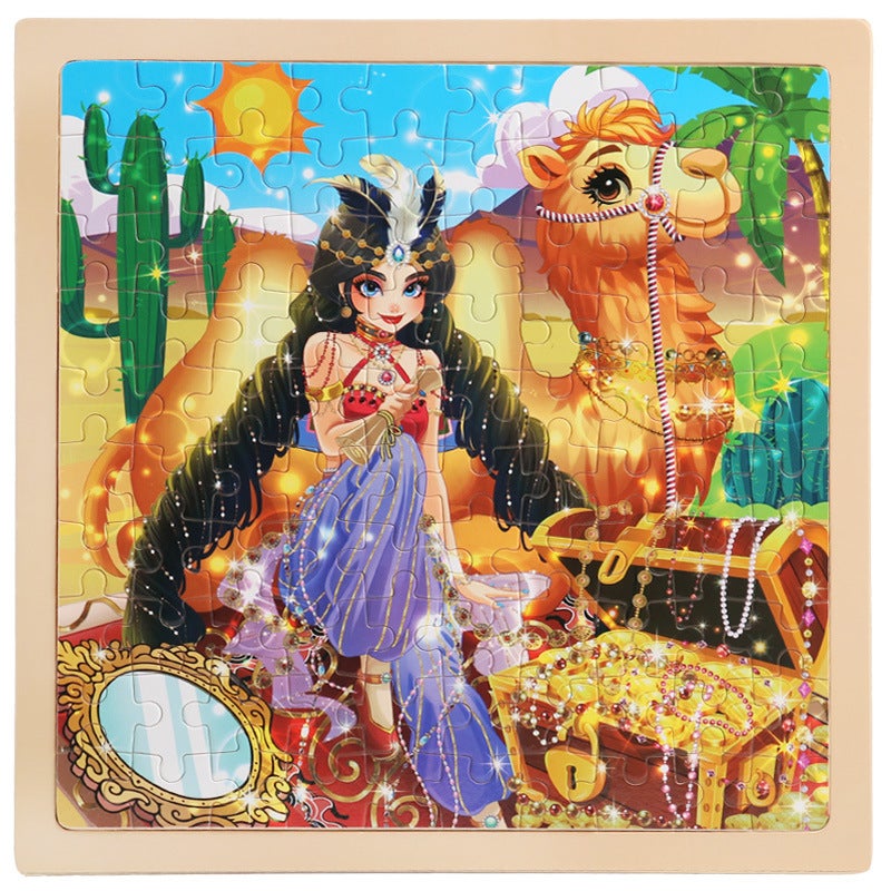 100 Children'S Wooden Cartoon Animal Dinosaur Plane Wooden Puzzle Boys And Girls Baby Early Education Educational Toys - Image 1